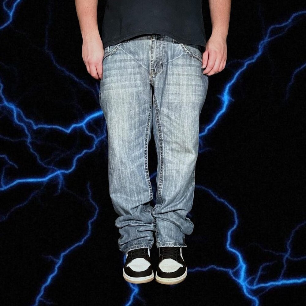 straight baggy vintage y2k acid washed addicted soul jeans